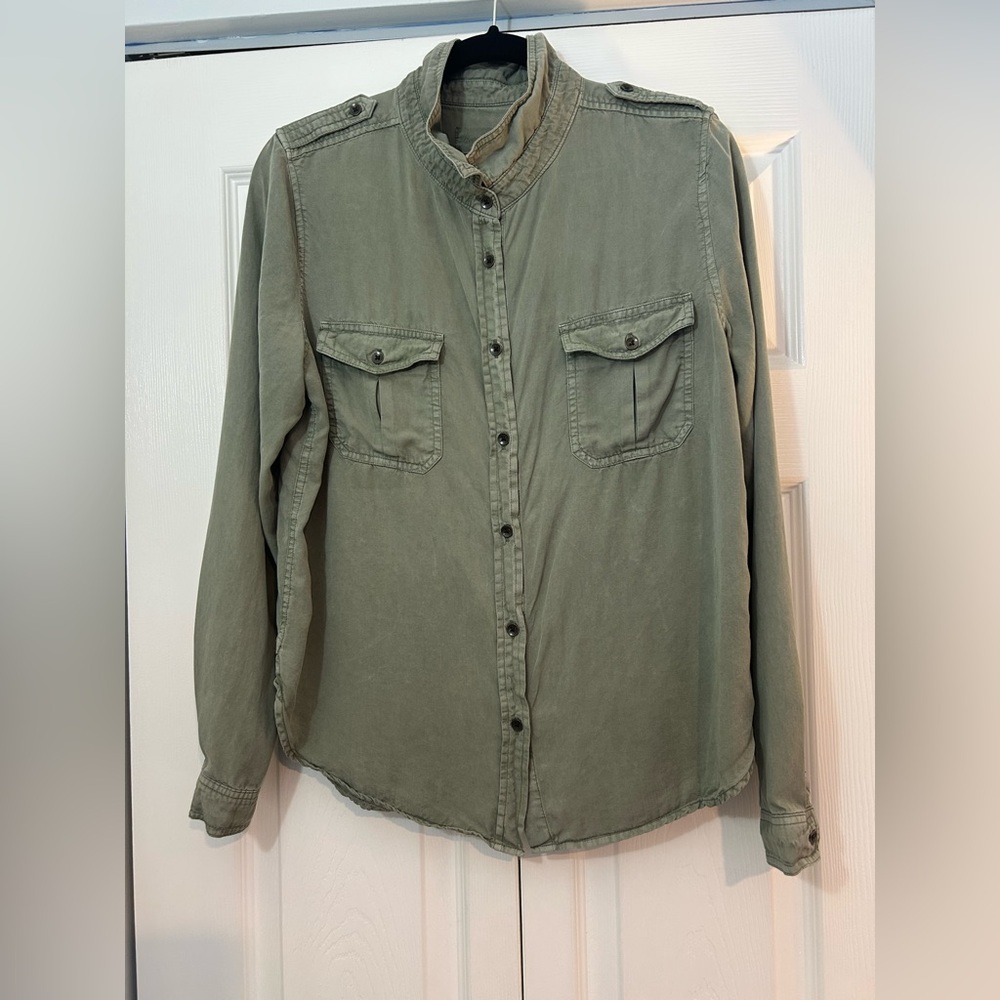 Universal Thread Olive Green Utility Button Up Sh… - image 2